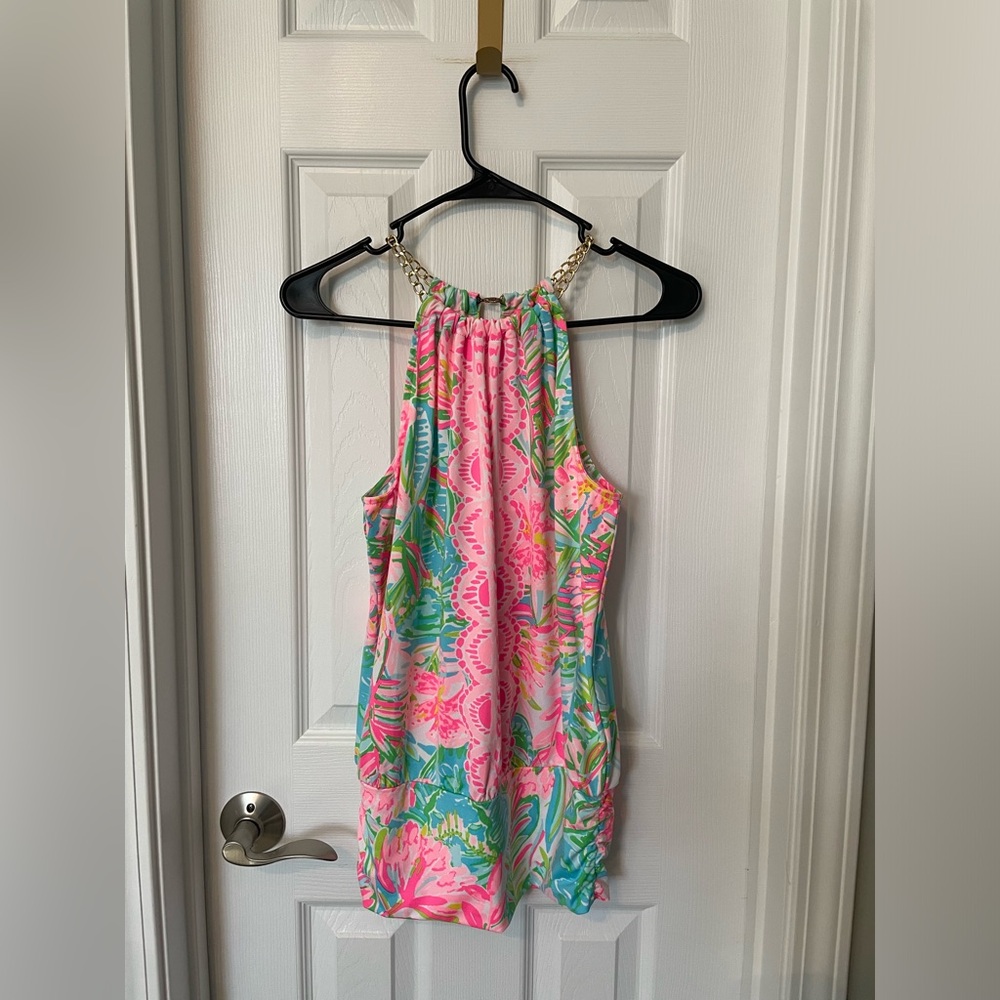 Lilly Pulitzer Pop Up Lilly of the Jungle Bowen Halter Top with Gold Tone Chain - Picture 2 of 4